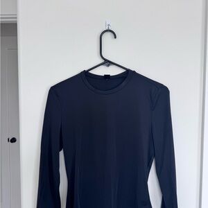 SHEIN Black Long-Sleeve Crewneck Bodysuit